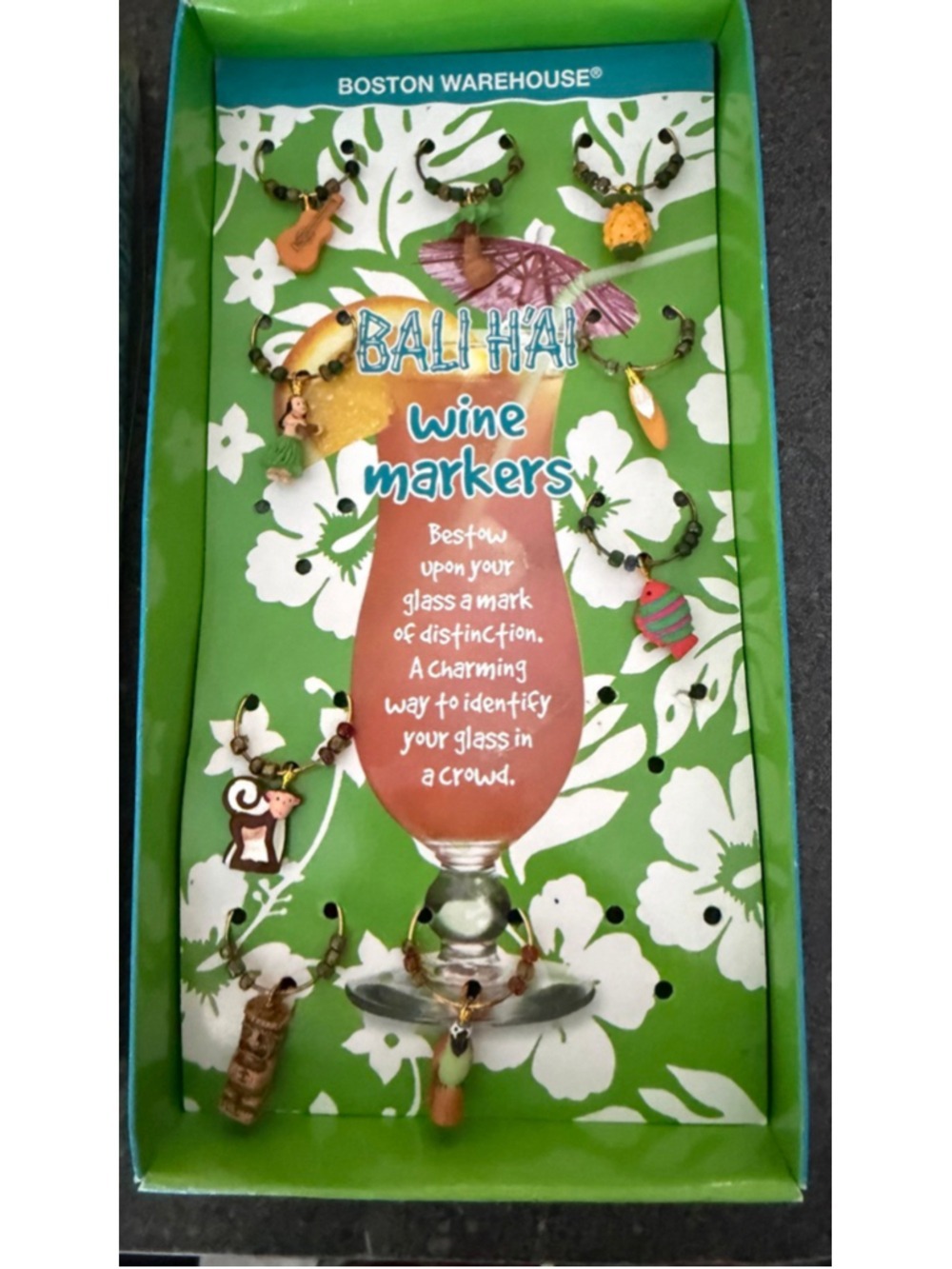 Bali H'ai wine markers charms